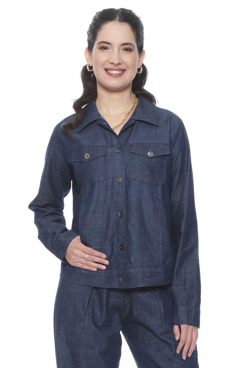 Chaqueta Manga Larga Lyocell Con Bolsillo En Delantero-0