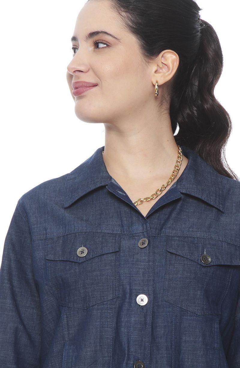 Chaqueta Manga Larga Lyocell Con Bolsillo En Delantero-1