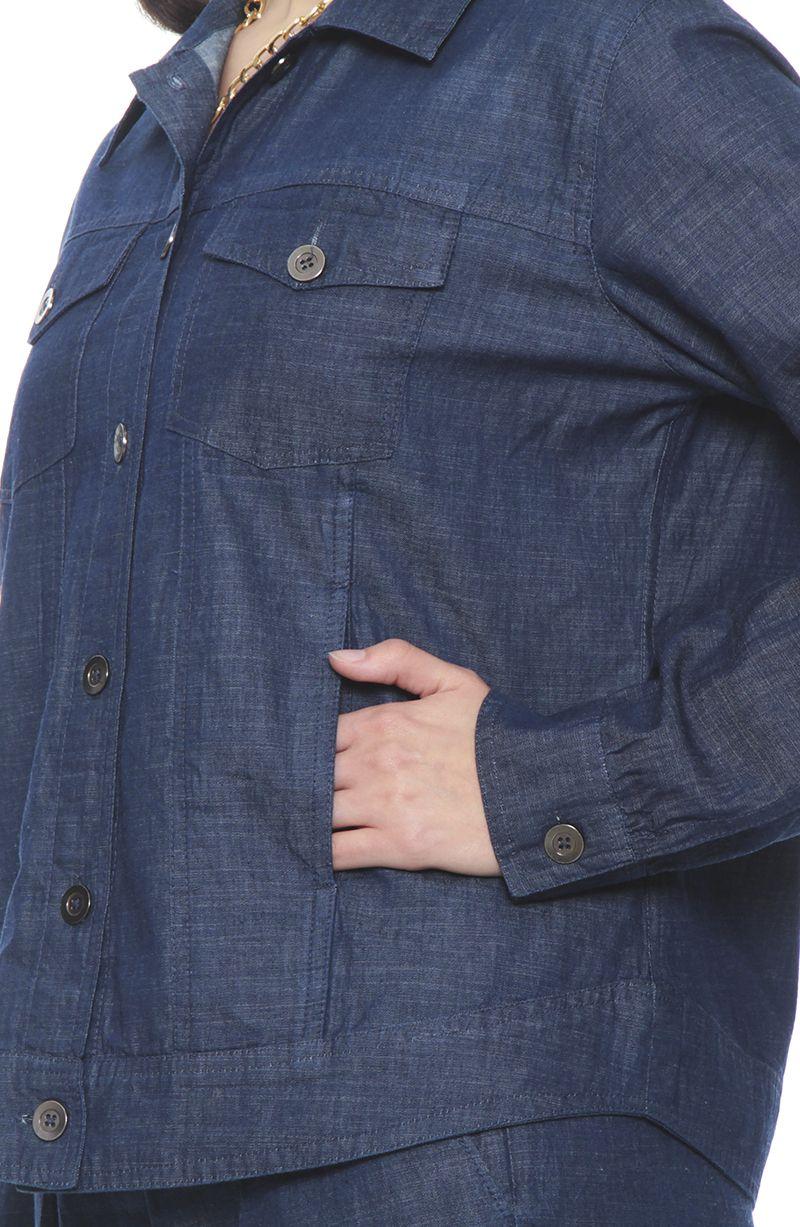 Chaqueta Manga Larga Lyocell Con Bolsillo En Delantero-2