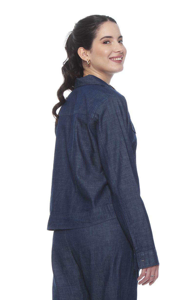 Chaqueta Manga Larga Lyocell Con Bolsillo En Delantero-5