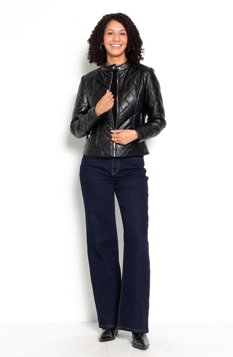 Chaqueta Manga Larga Ecocuero Diamond Con Bolsillos-2