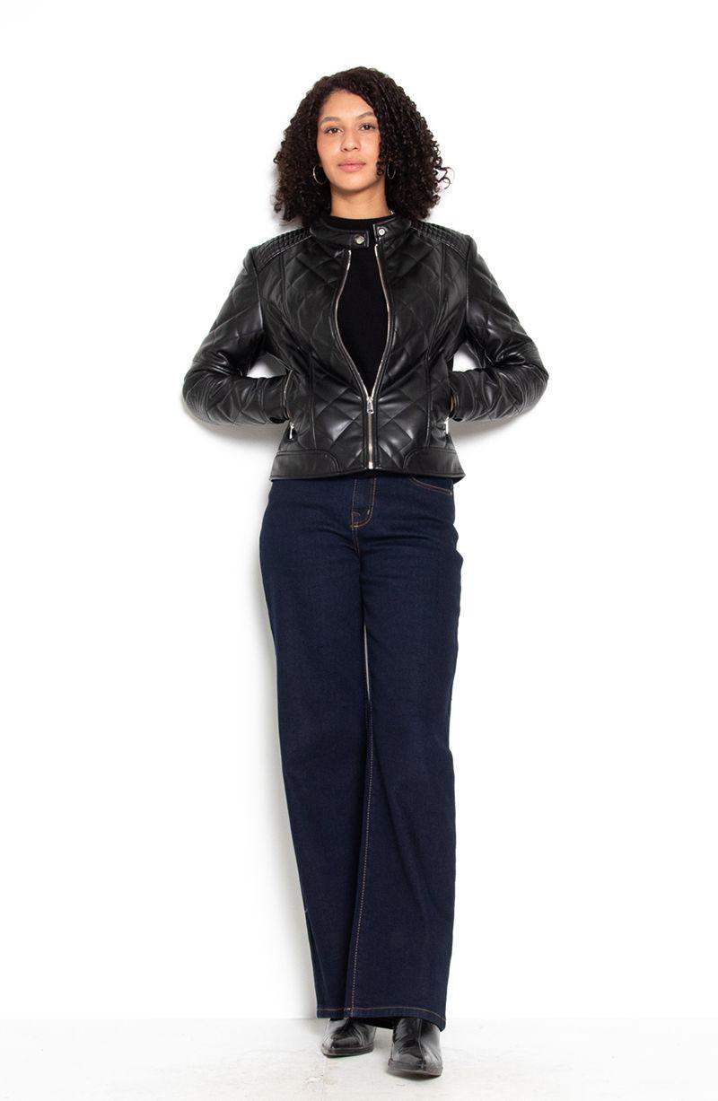 Chaqueta Manga Larga Ecocuero Diamond Con Bolsillos-3