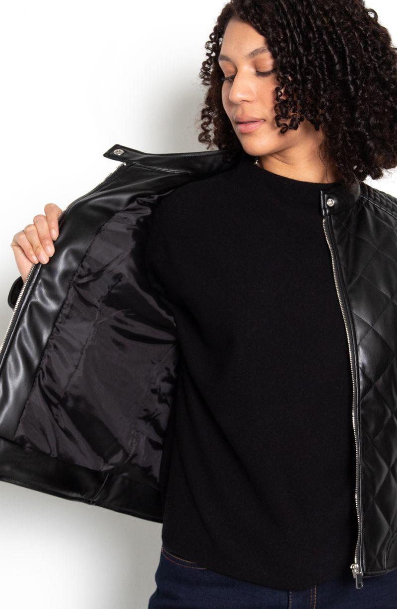 Chaqueta Manga Larga Ecocuero Diamond Con Bolsillos-9