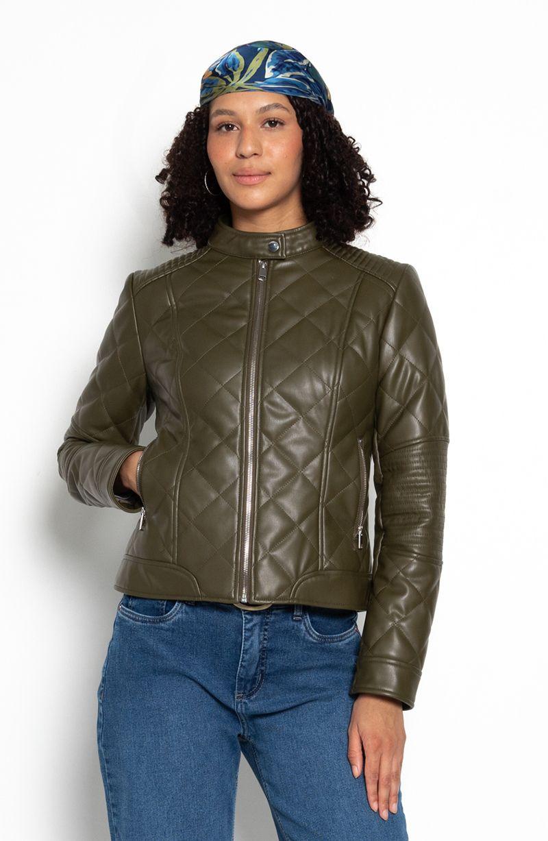 Chaqueta Manga Larga Ecocuero Diamond Con Bolsillos-0