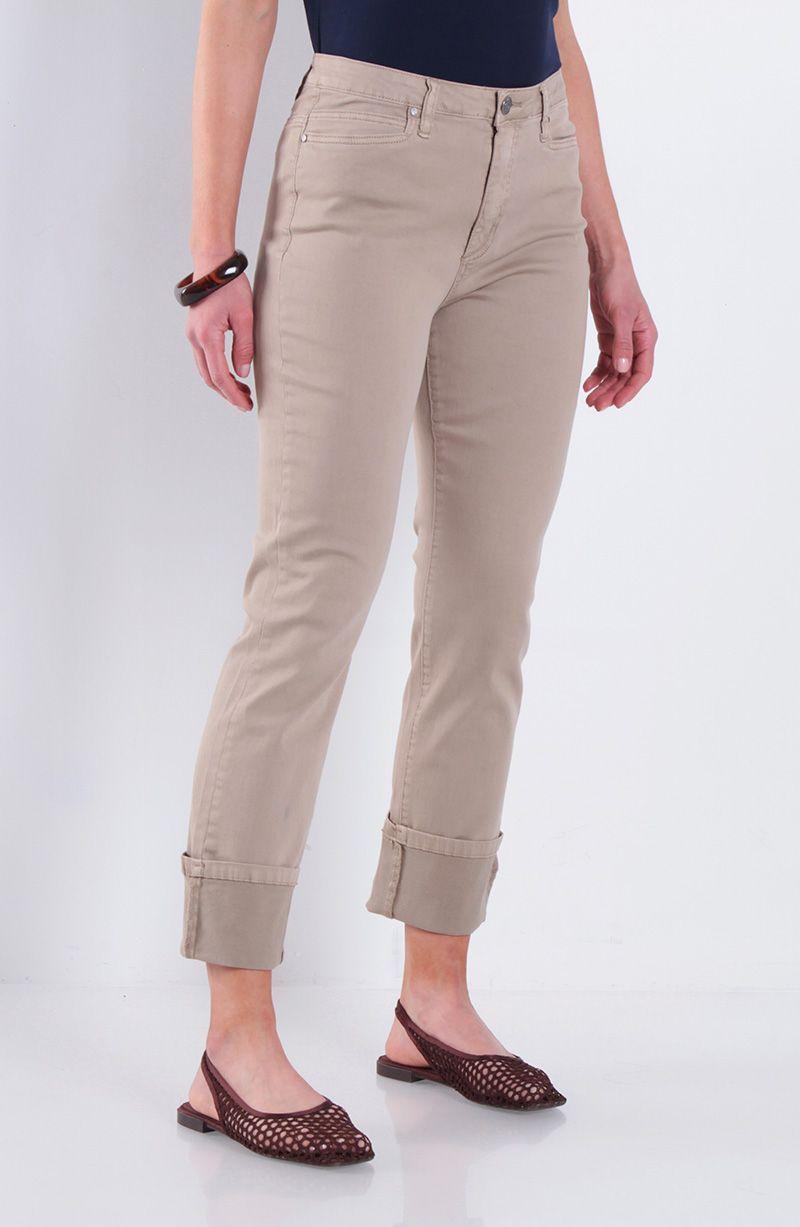 Pantalon Recto Roll Up Tiro Alto Pretina Basica 1 Boton-0