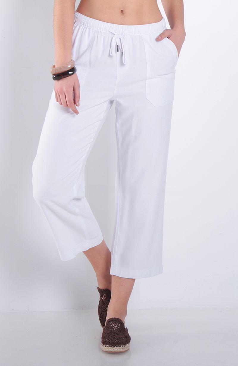 Pantalon Crop Tiro Alto Pretina Elasticada-0