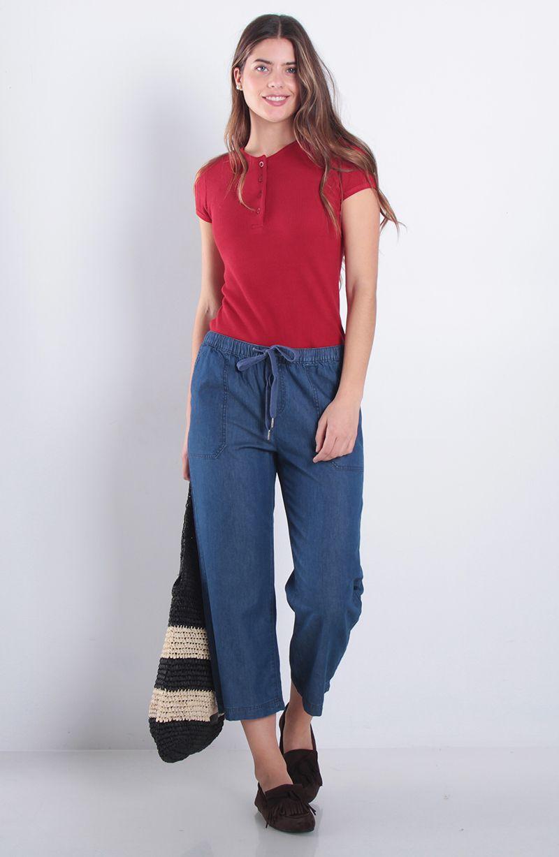 Pantalon Crop Tiro Alto Pretina Elasticada-6