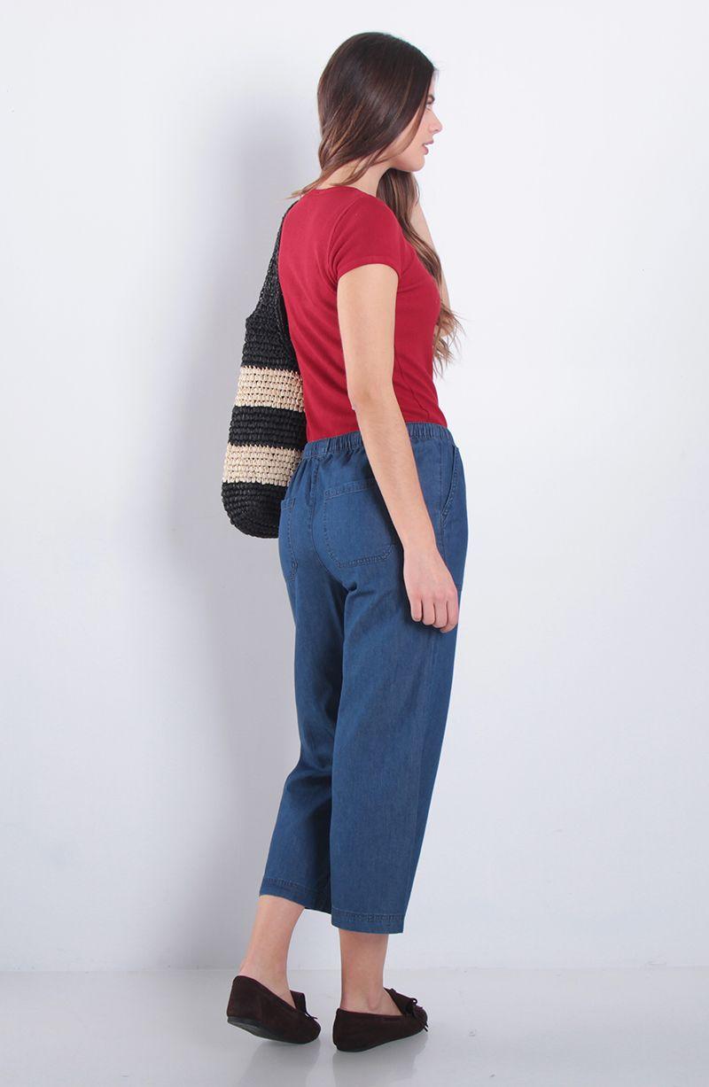 Pantalon Crop Tiro Alto Pretina Elasticada-8