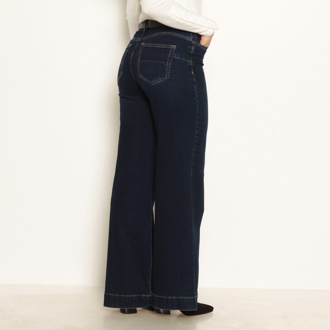 Jeans Wide Tiro   Alto Pretina Basico Un Boton-5