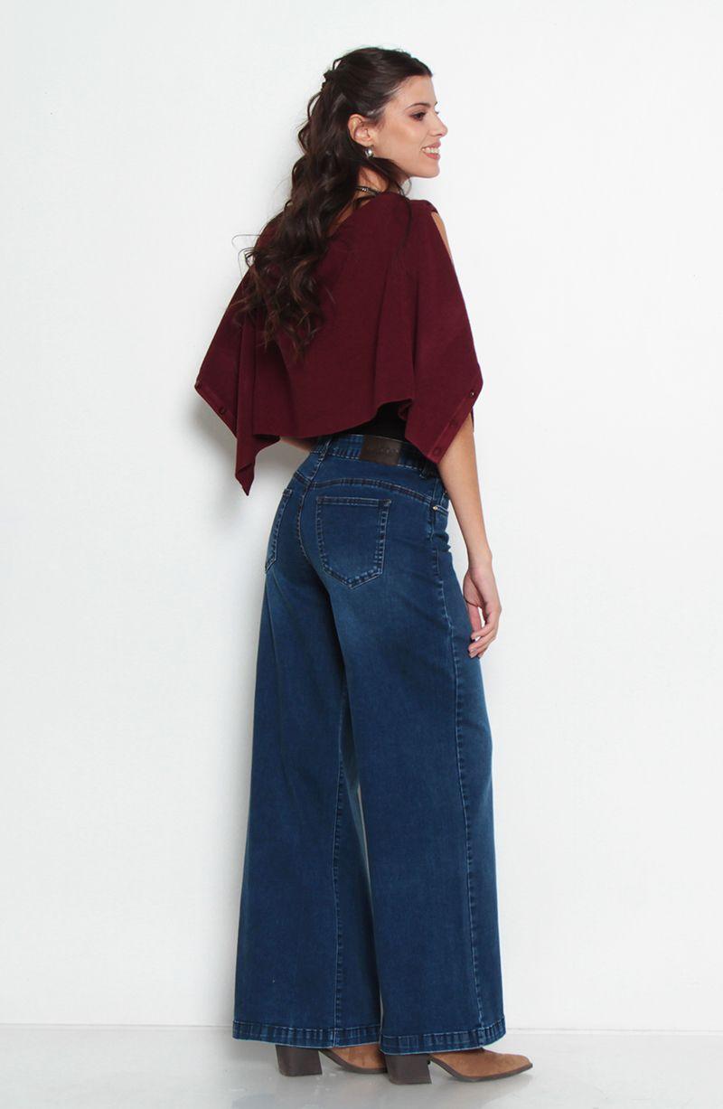 Jeans Wide Tiro   Alto Pretina Basico Un Boton-8