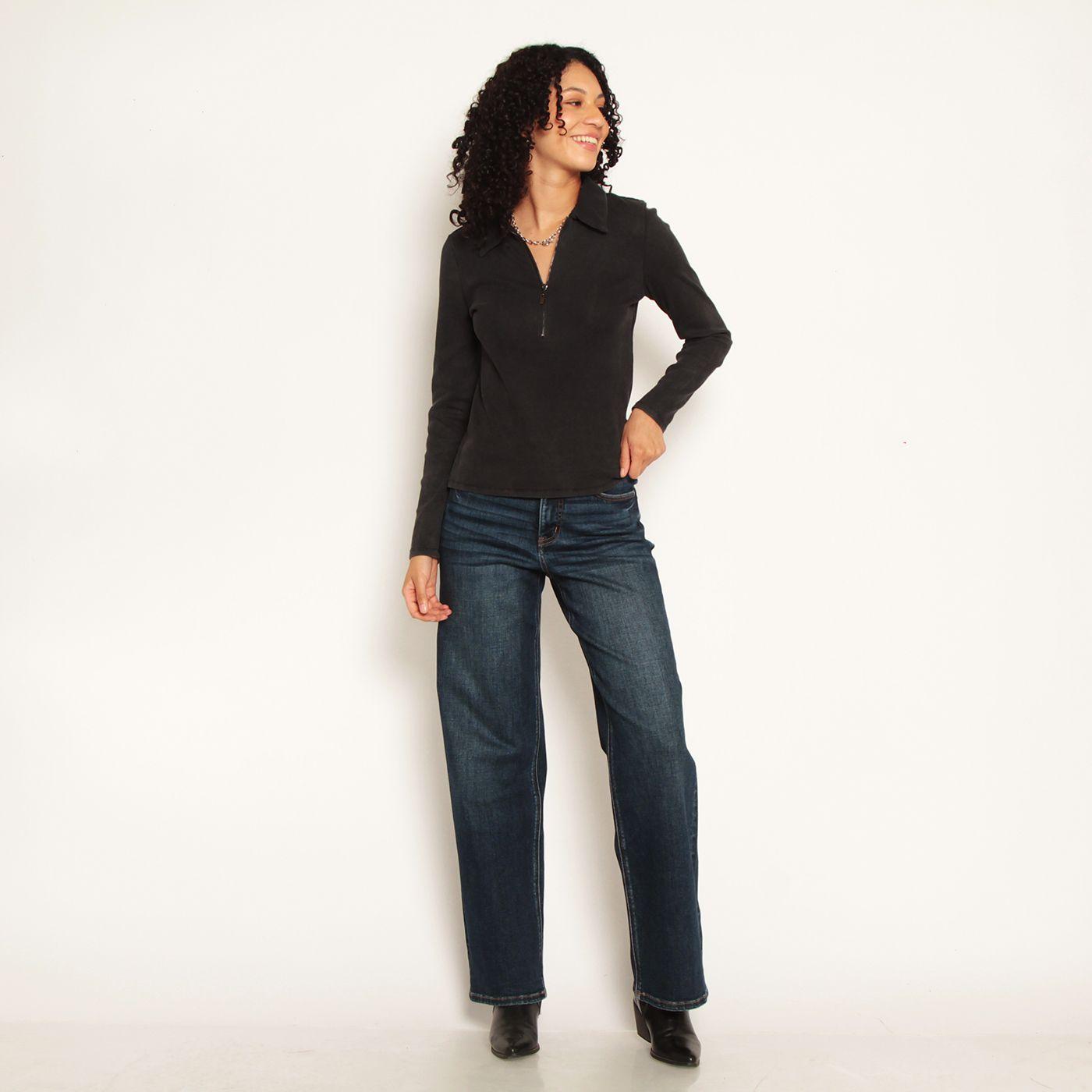 Polera Manga Larga Acid Wash Con Cierre En Escote-2