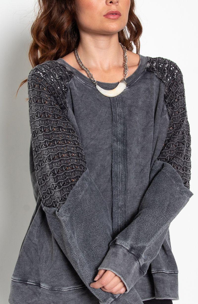 Sweater Acid Wash Manga Larga Escote Redondo Con Textura En Manga-2