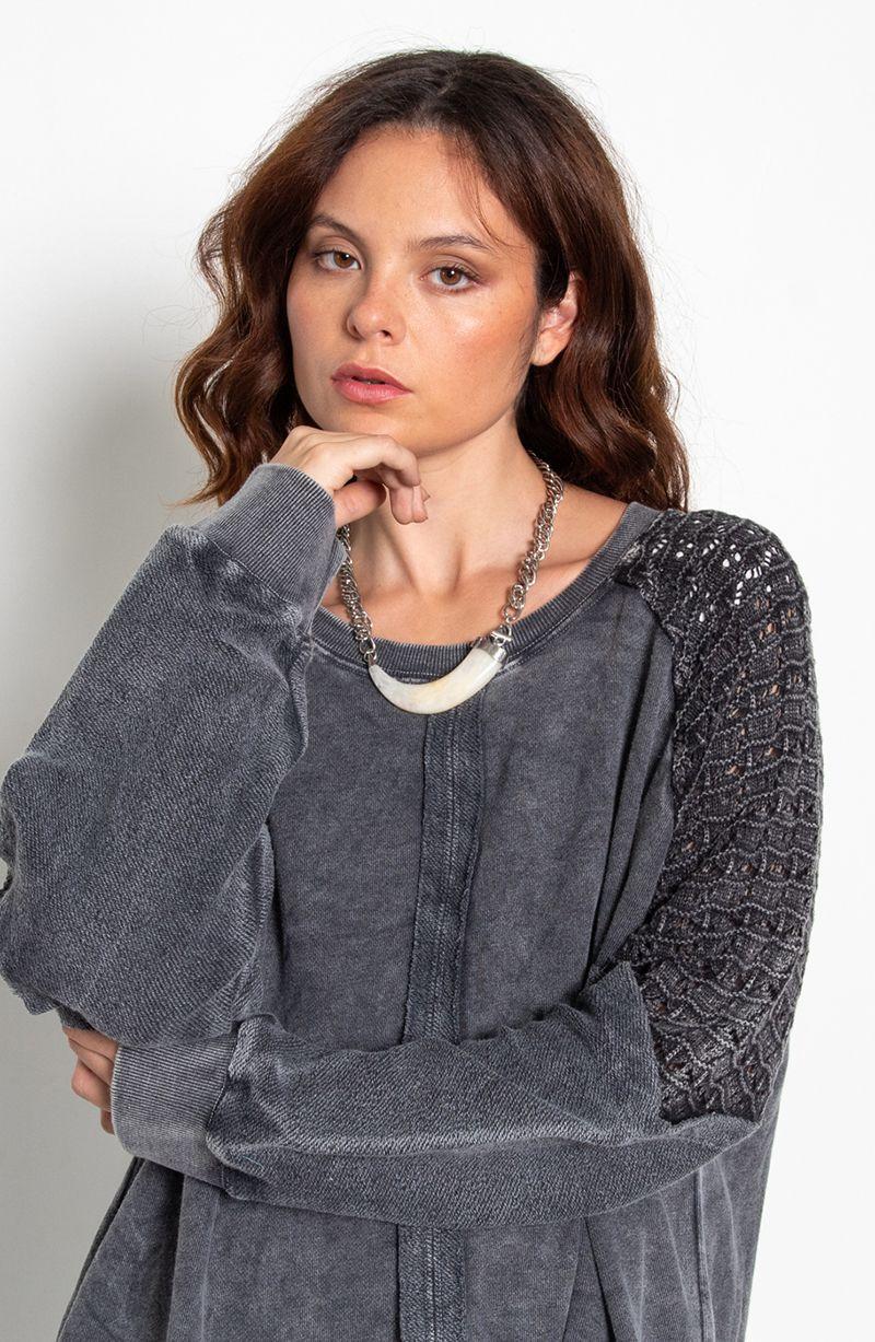 Sweater Acid Wash Manga Larga Escote Redondo Con Textura En Manga-3