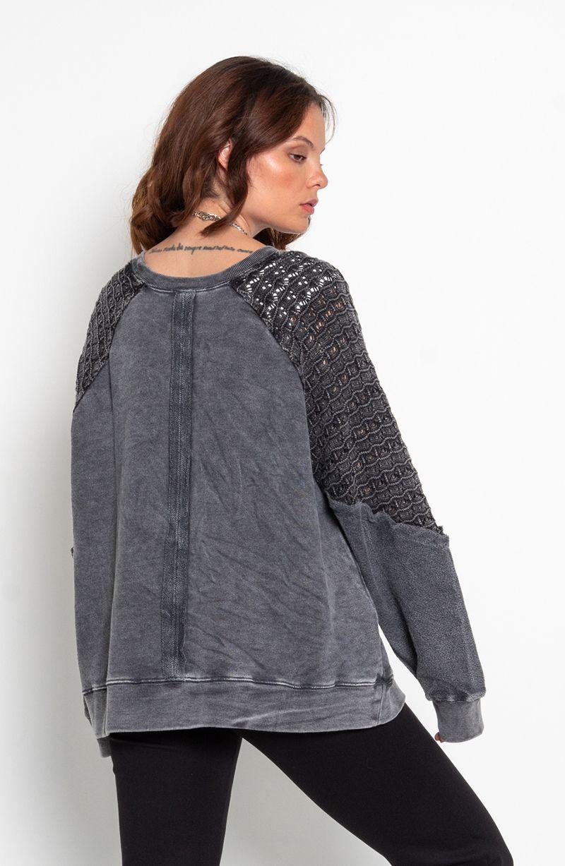 Sweater Acid Wash Manga Larga Escote Redondo Con Textura En Manga-4