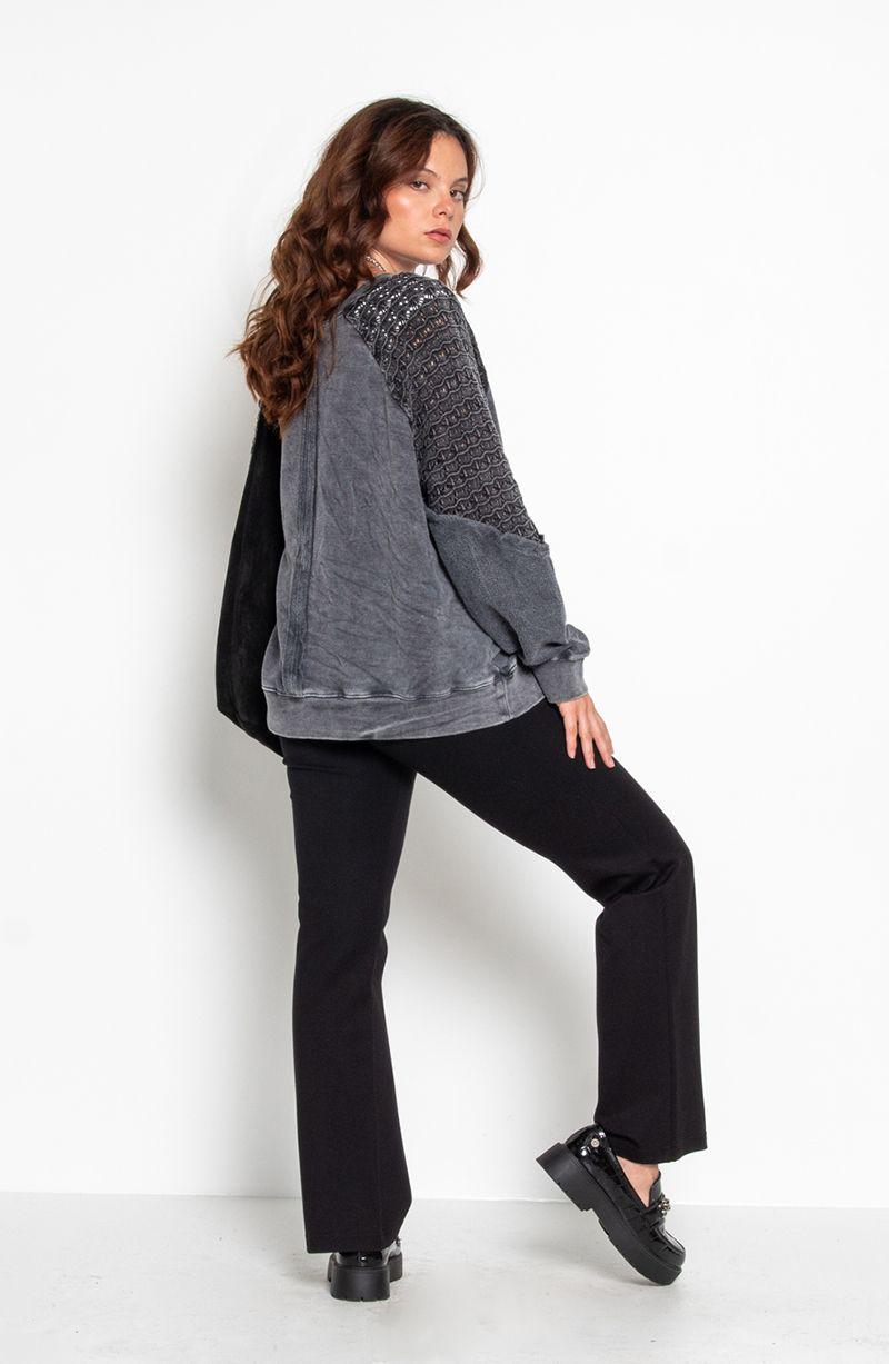 Sweater Acid Wash Manga Larga Escote Redondo Con Textura En Manga-6