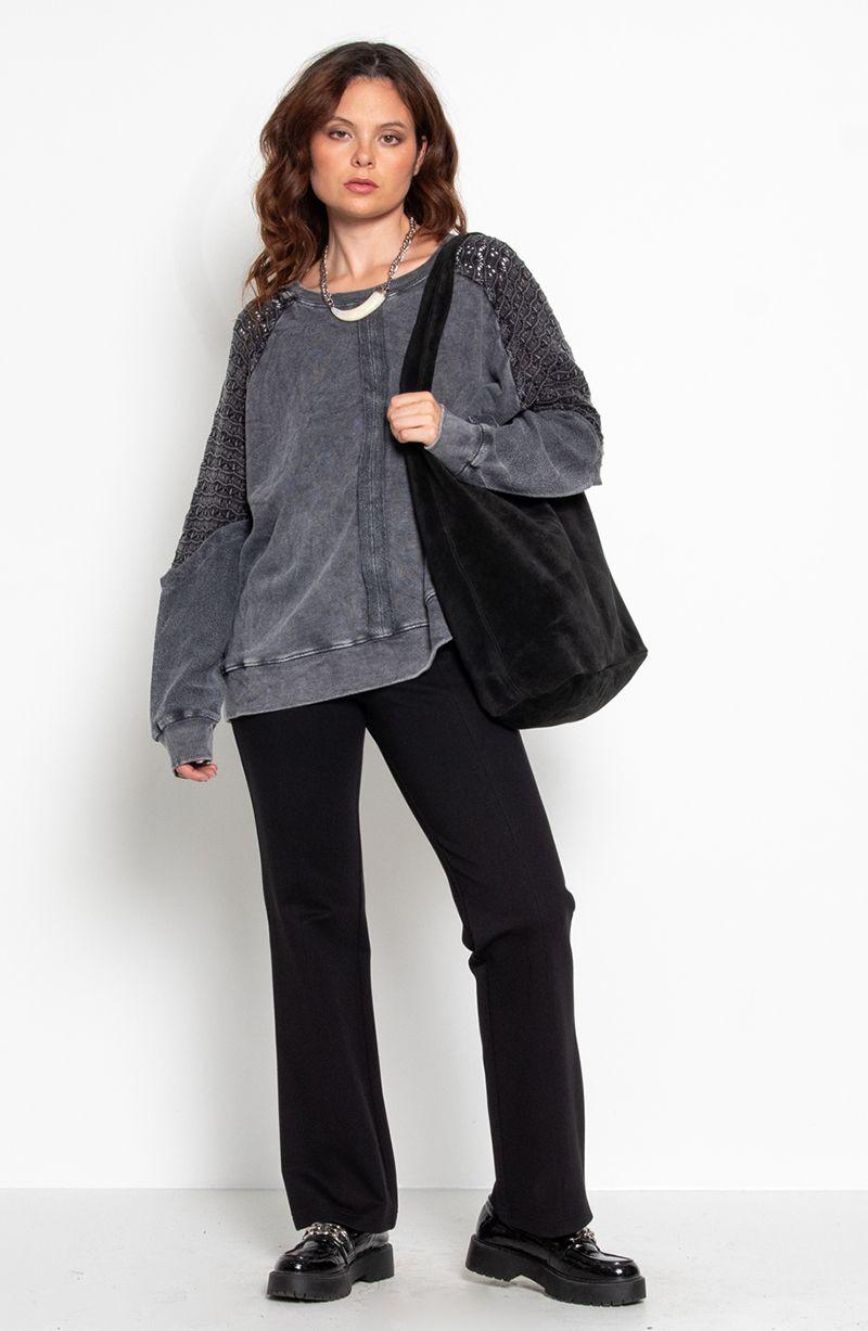 Sweater Acid Wash Manga Larga Escote Redondo Con Textura En Manga-7