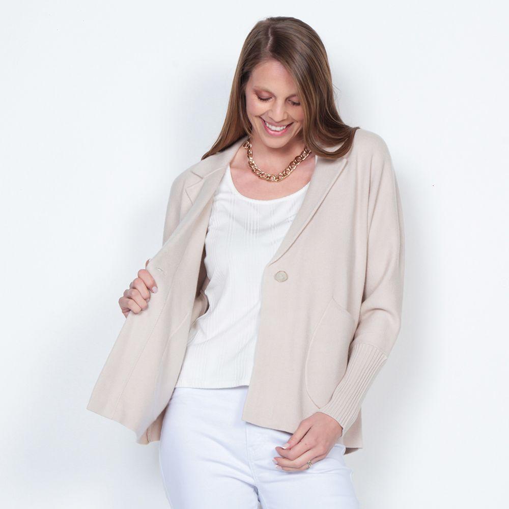 Chaleco Manga Larga Con Solapa Y Bolsillo En Delantero-3