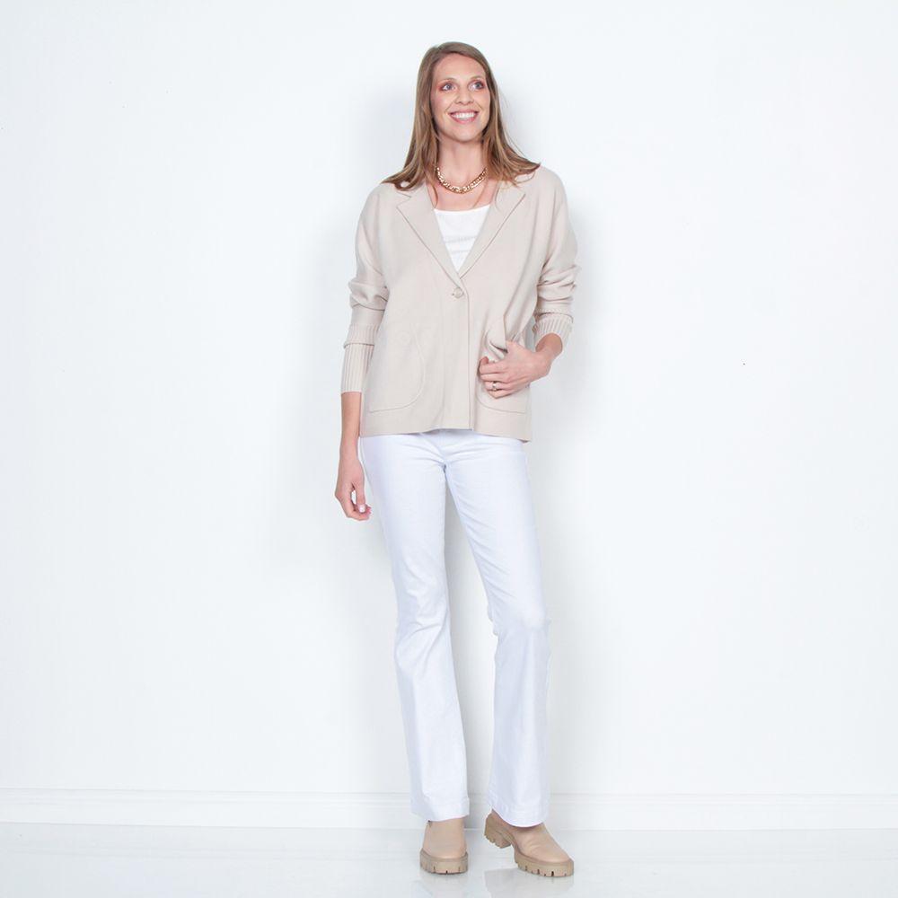 Chaleco Manga Larga Con Solapa Y Bolsillo En Delantero-5