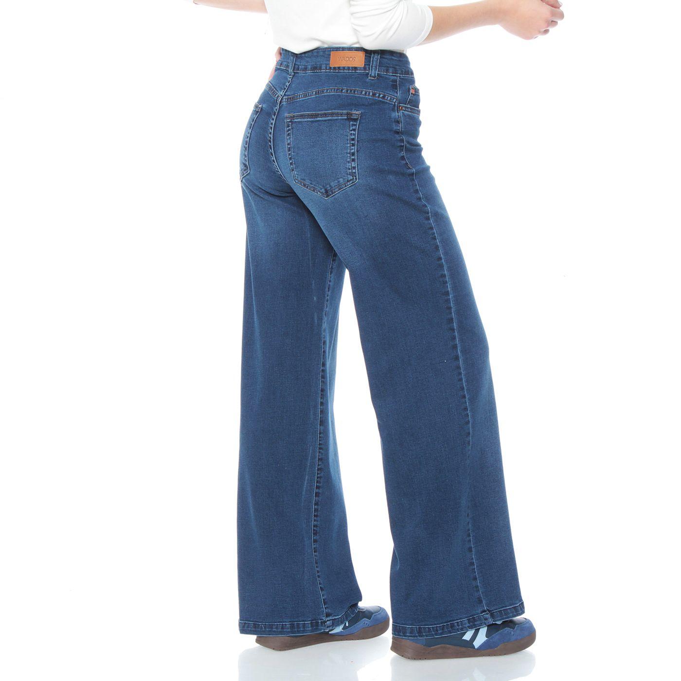 Jeans 1 Boton Wide Leg Tiro Alto Pretina Basica-1