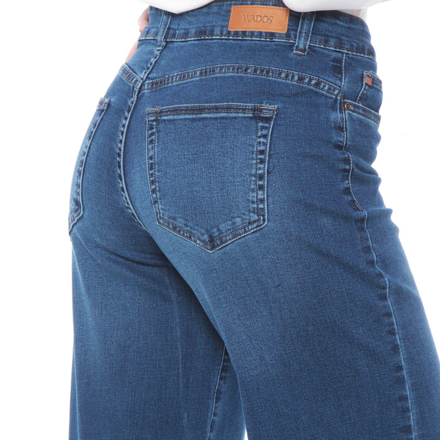 Jeans 1 Boton Wide Leg Tiro Alto Pretina Basica-7