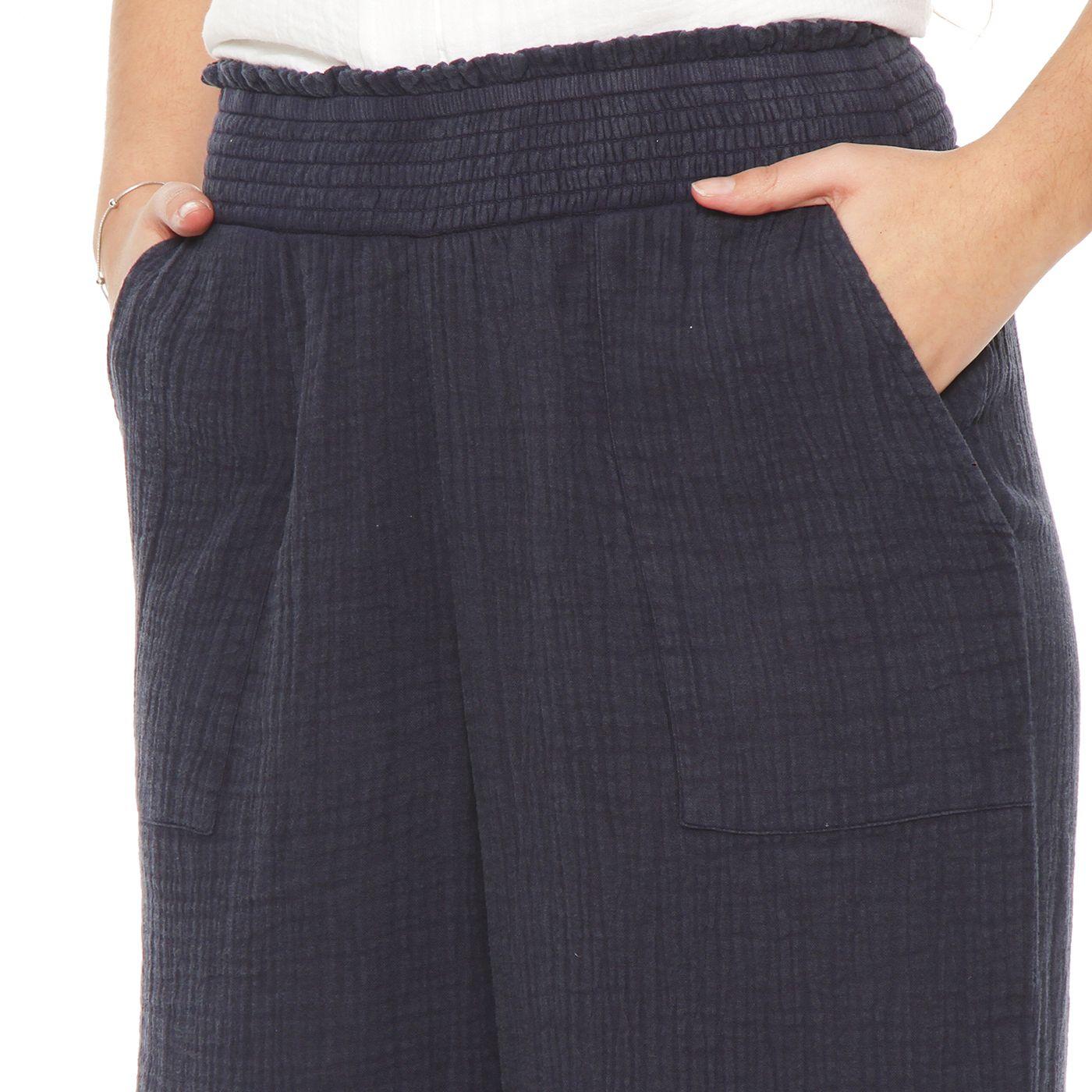 Pantalon Cargo Wide Leg Solido Tiro Altopretina Media  Elasticada-2