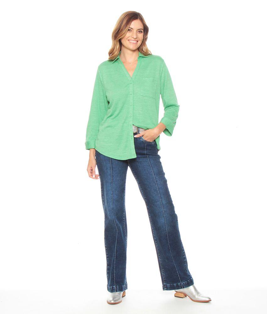 Blusa Manga 3/4 Ajustable Solida Cuello Camisero-2