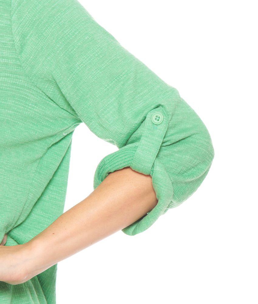 Blusa Manga 3/4 Ajustable Solida Cuello Camisero-3