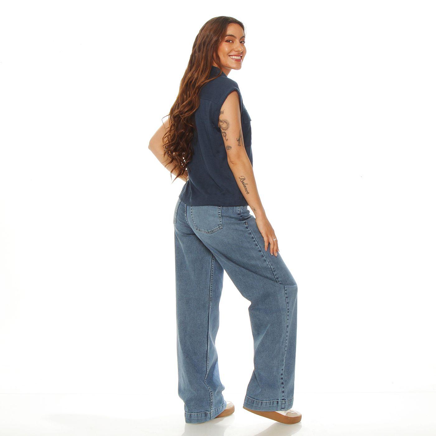 Blusa M/c Solid Abotonada Cuello Camisero Y Bolsillos Tapeta-4