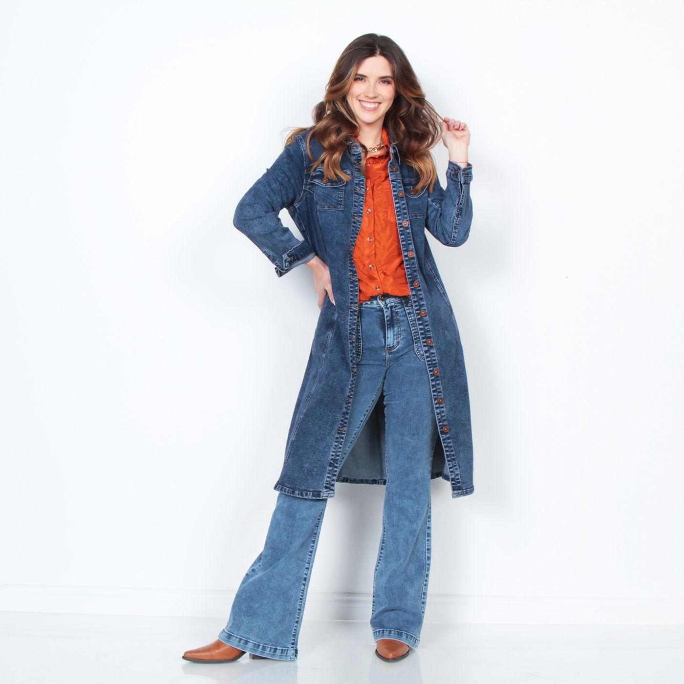 Blusa Manga Larga Con Textura Abotonada En El Frente Y Bolsillo-4