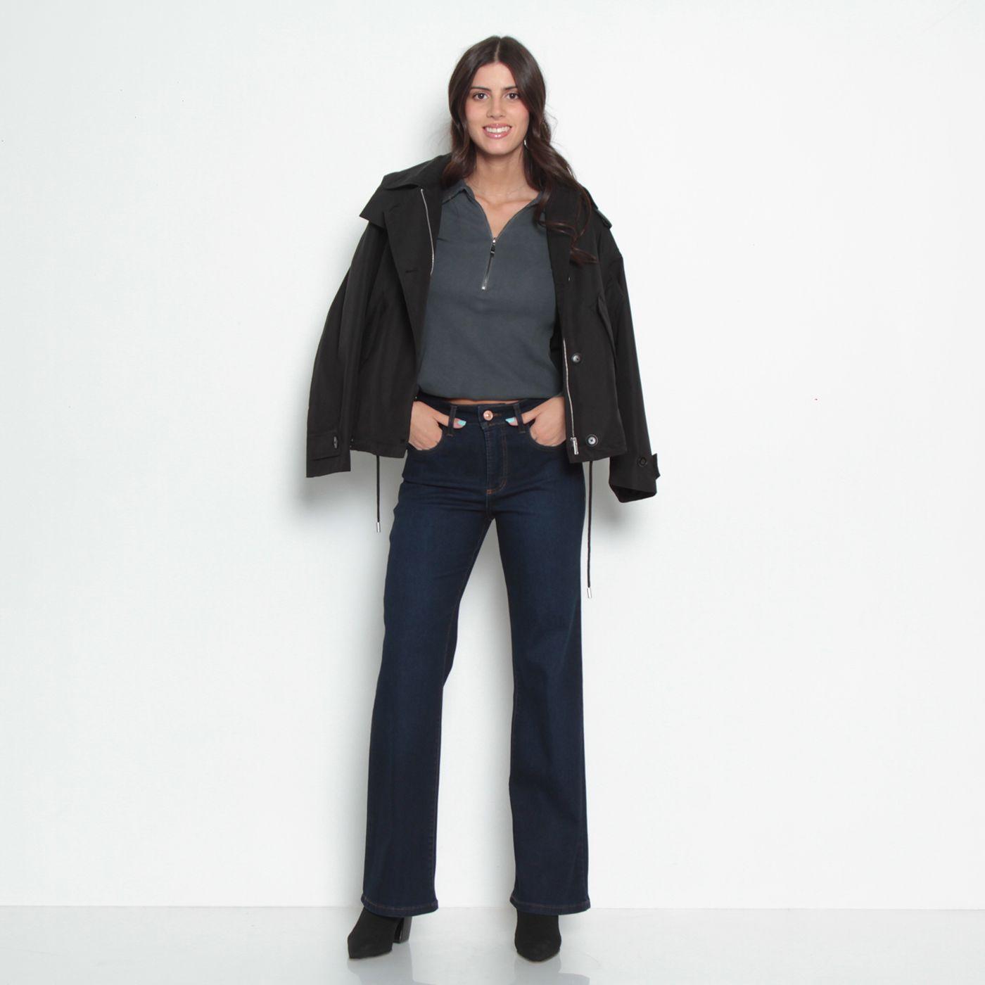 Jeans Basico Recto   Tiro Medio Pretina Un Boton-7