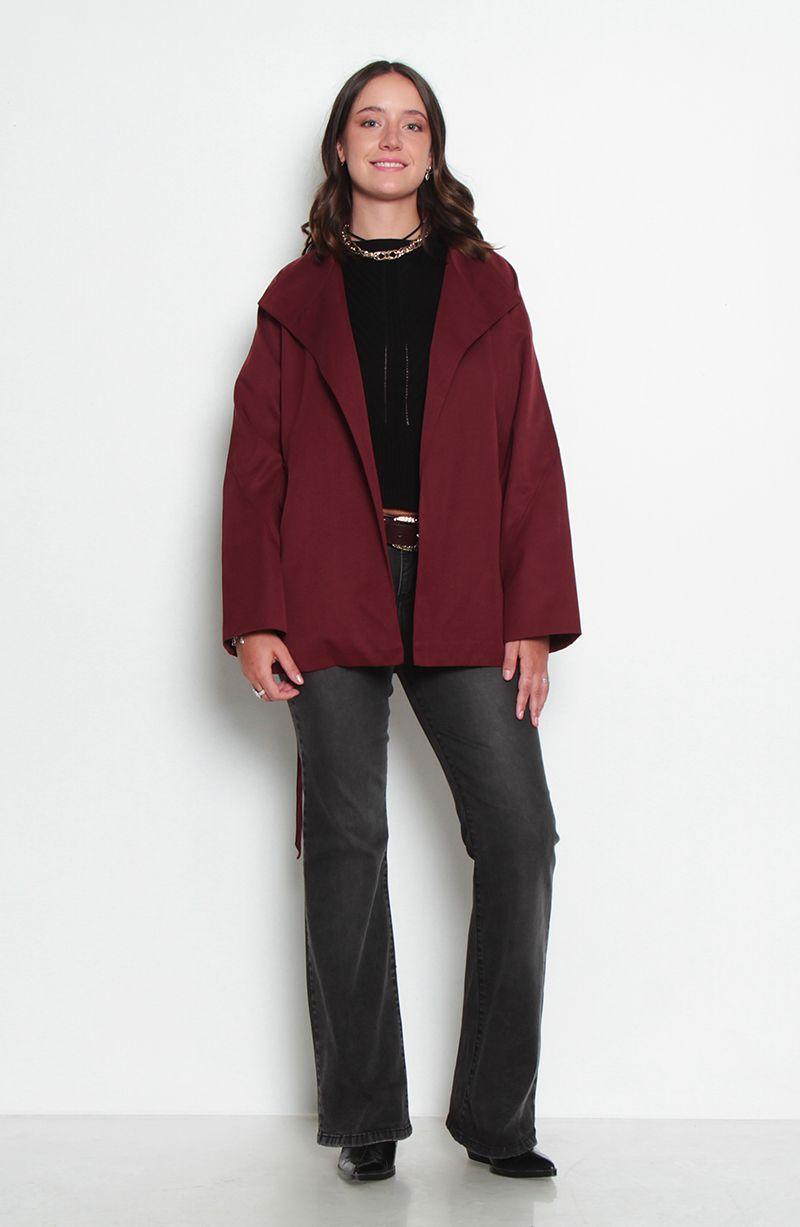 Chaqueta Manga Larga Con Lazo En Cintura-4