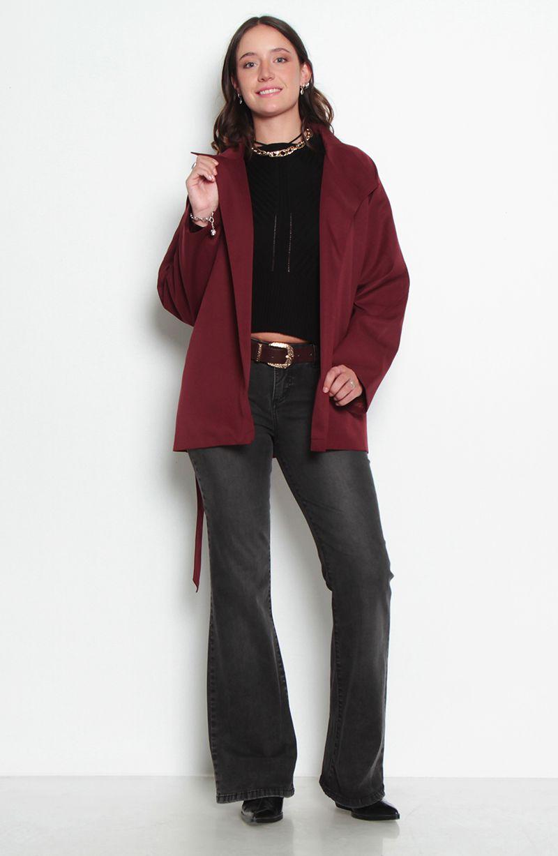 Chaqueta Manga Larga Con Lazo En Cintura-5