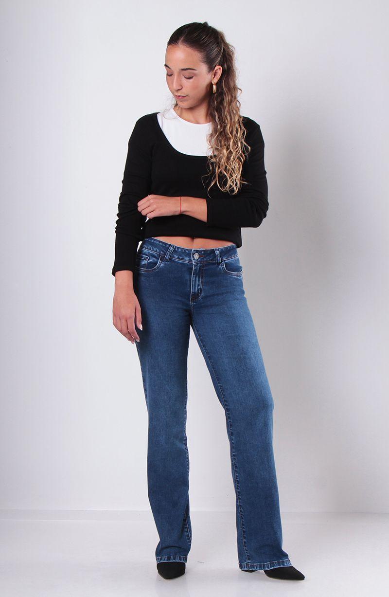 Jeans Push Up Recto Tiro Medio Pretina Basica Un Boton-8