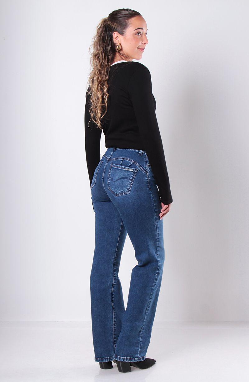 Jeans Push Up Recto Tiro Medio Pretina Basica Un Boton-9