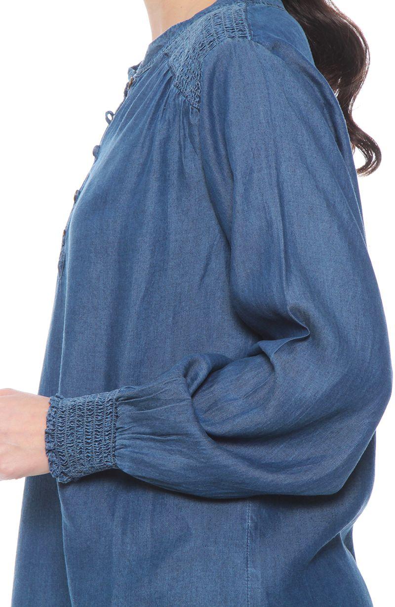 Blusa Manga Larga Tencel Cuello Mao Con Aplicacion En Hombros-3