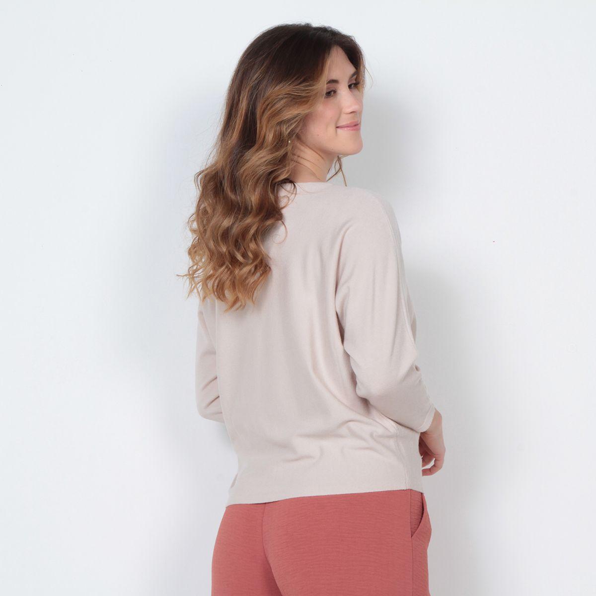 Sweater Manga 3/4 Con Sublimado Flor En Delantero Y Escote Redondo-4