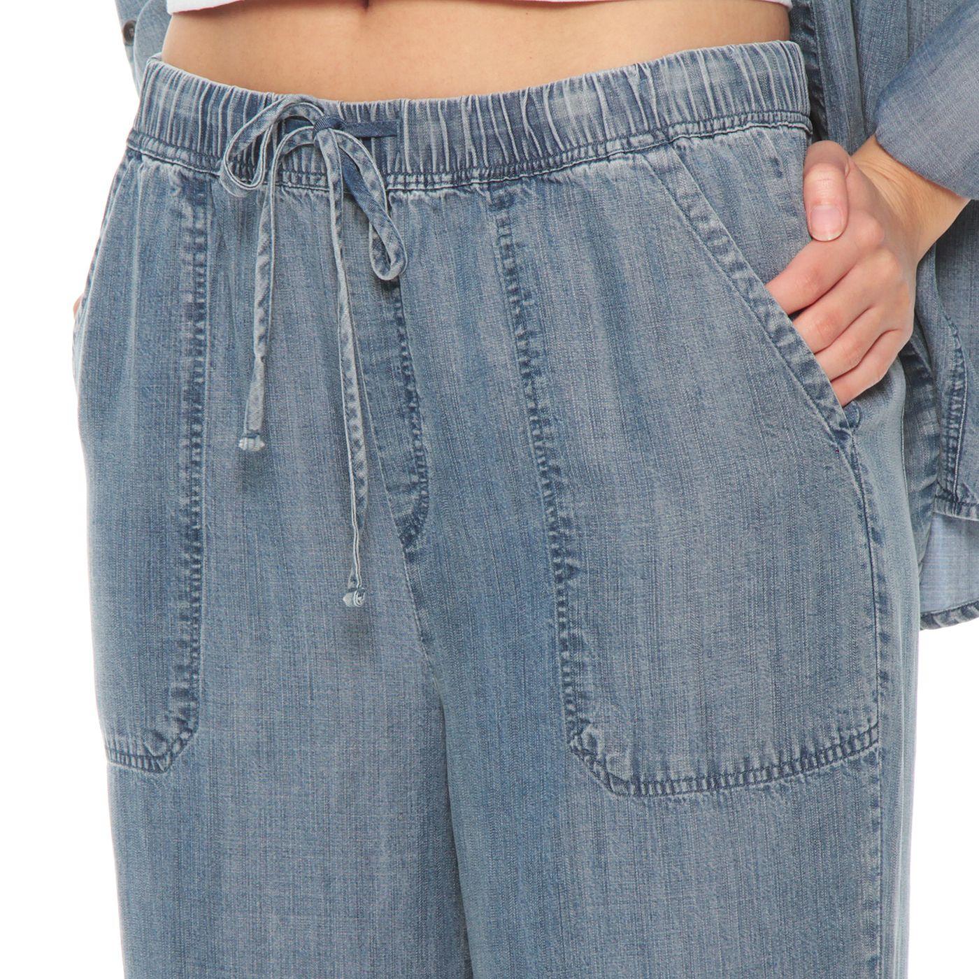 Pantalon Crop Lino Lyocell Tiro Alto Pretina Elasticada-2
