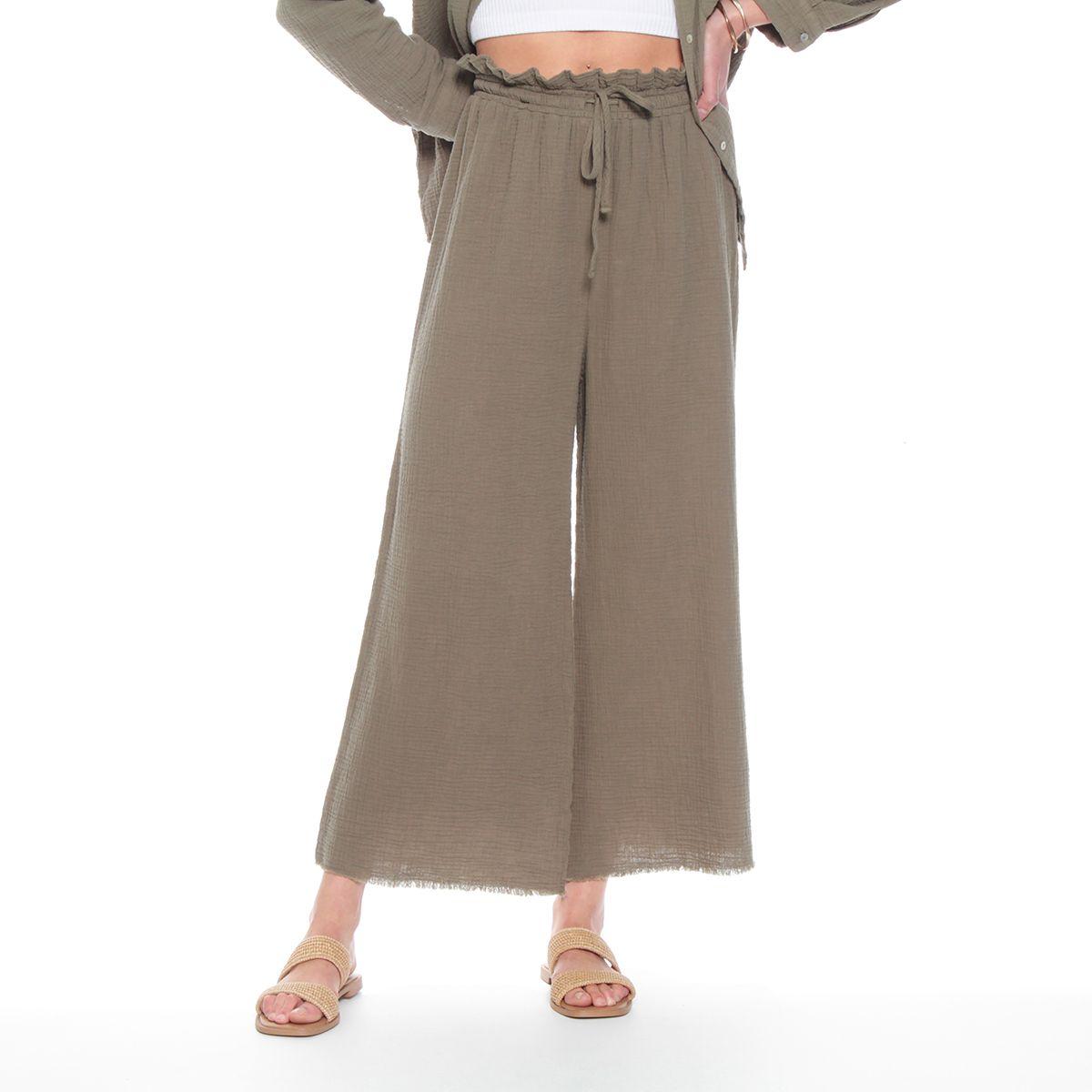 Pantalon Palazzo Solido Pretina Elasticada Con Pabilo-0