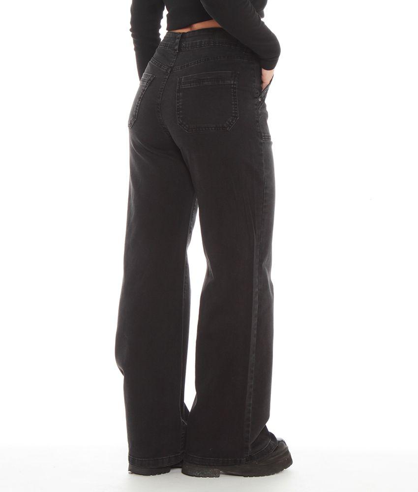 JEANS RECTO CARGO TIRO ALTO PRETINA 1 BOTON-0