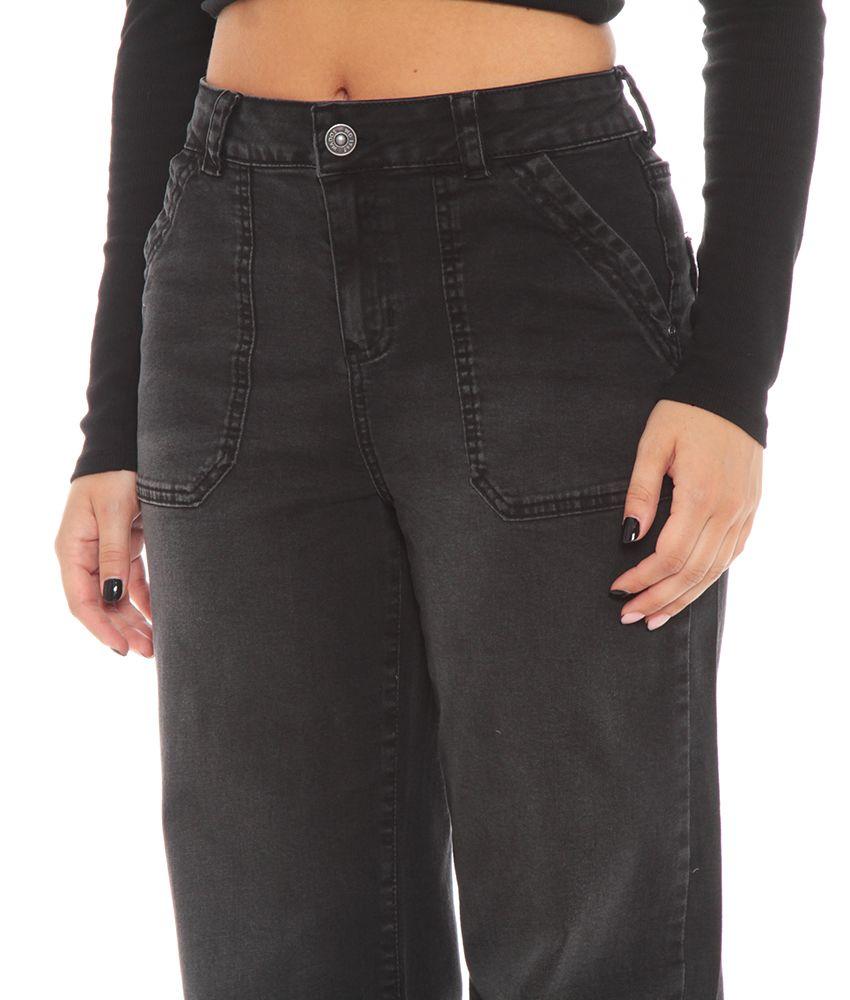 JEANS RECTO CARGO TIRO ALTO PRETINA 1 BOTON-6