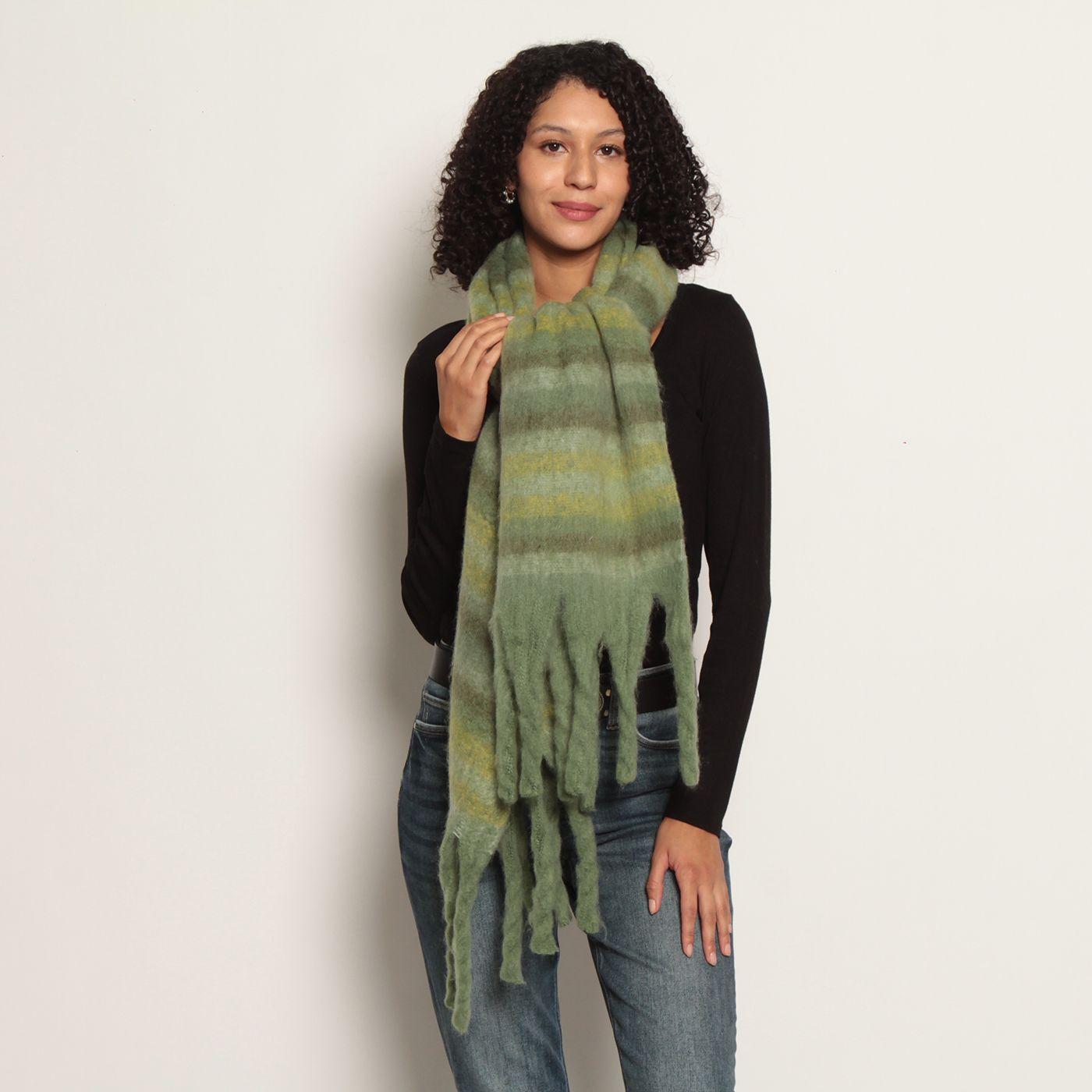 Bufanda Listada Con   Flecos-2