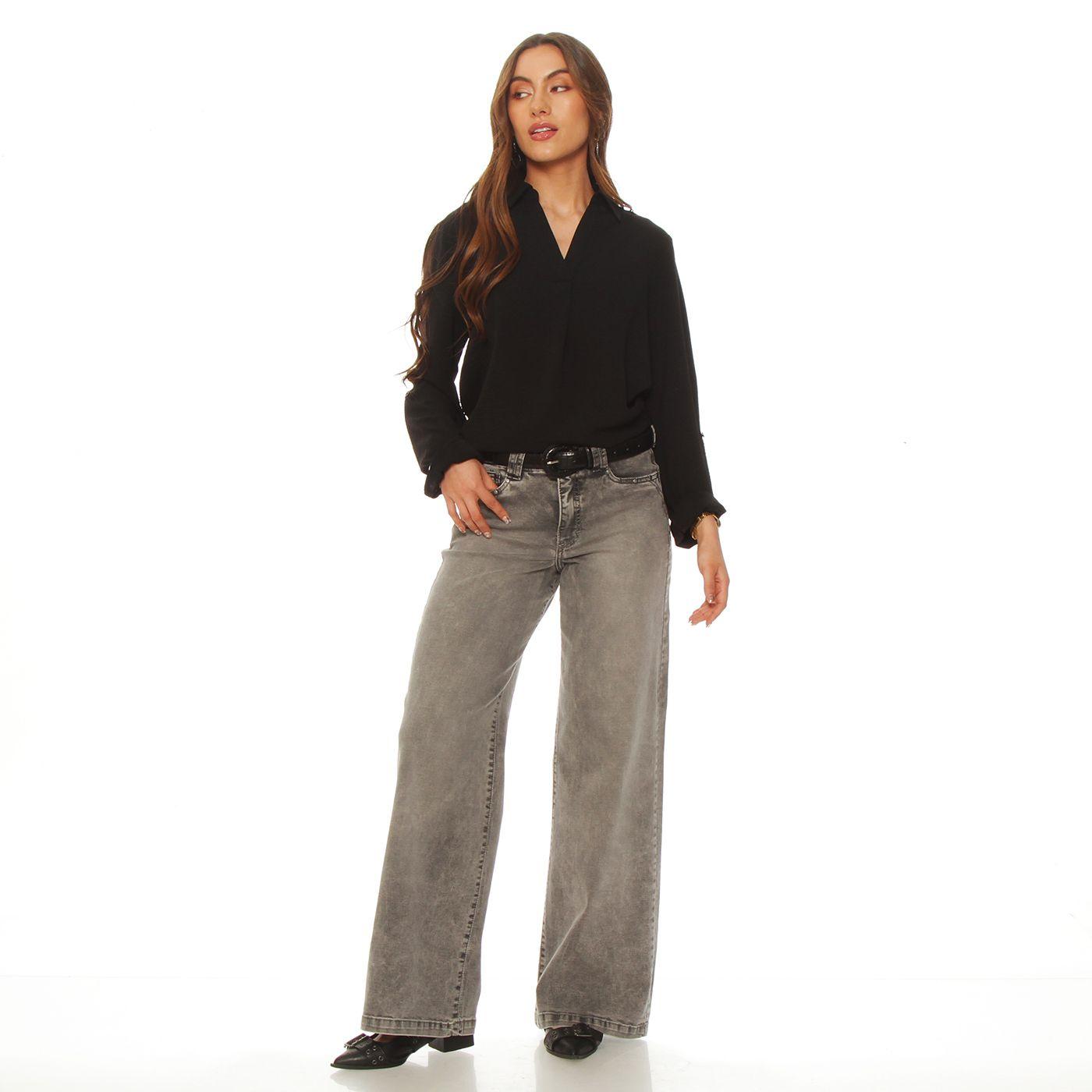 Blusa Manga Larga  Escote V Con  Cuello-4