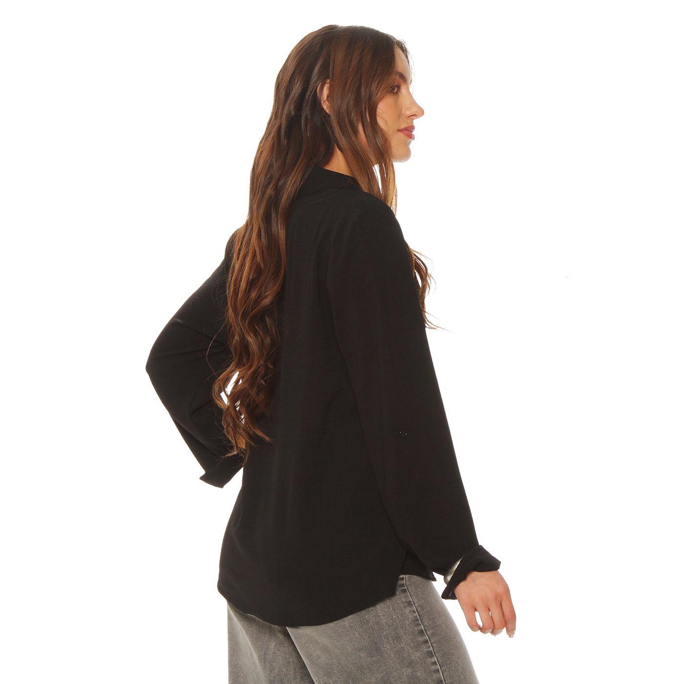 Blusa Manga Larga  Escote V Con  Cuello-5