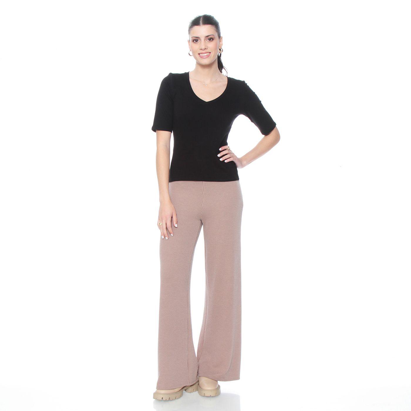 Polera Manga  Corta Solida Escote V-2