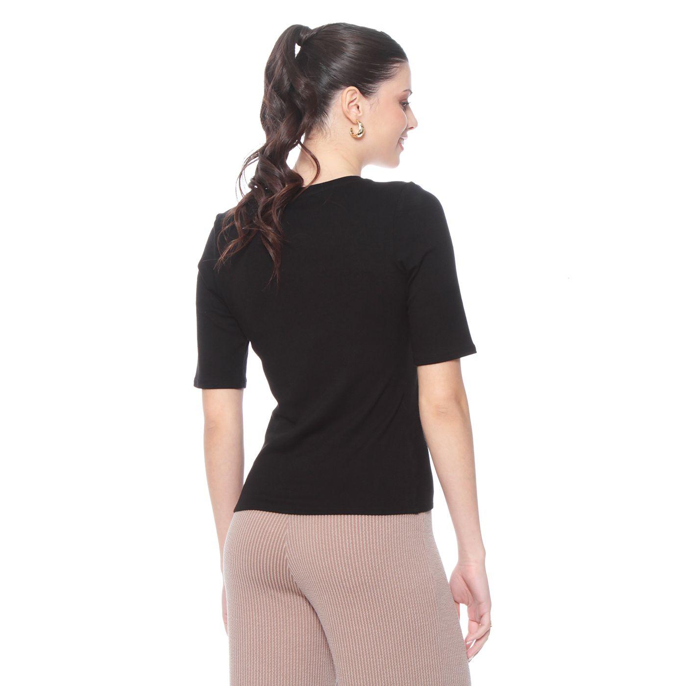 Polera Manga  Corta Solida Escote V-5