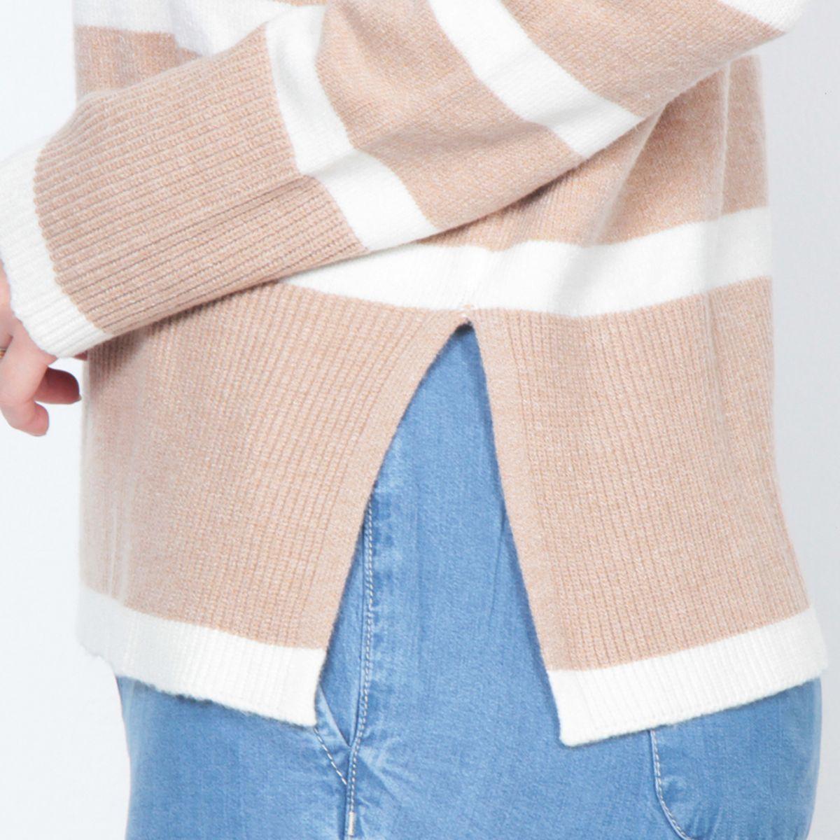 Sweater Manga Larga  Cuello Alto Listado-3