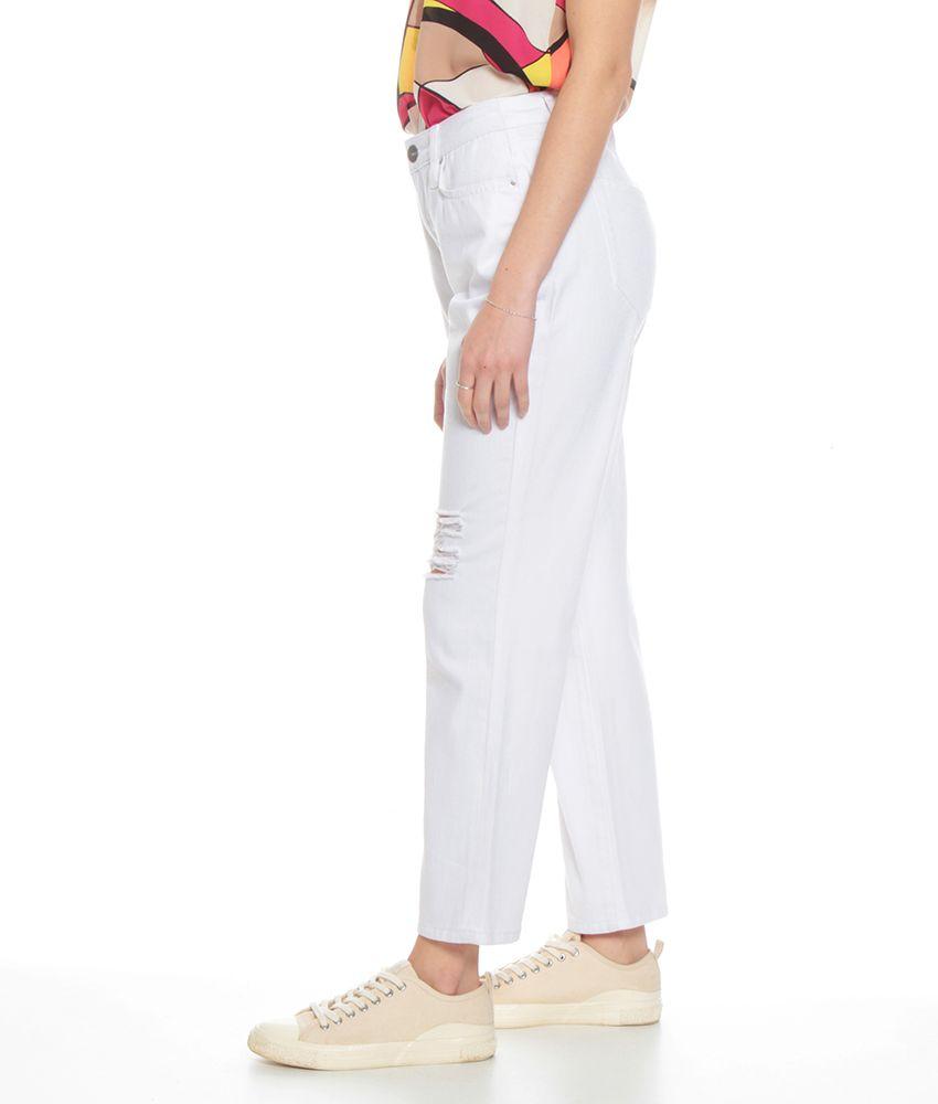 Jeans Crop Tiro Alto Pretina Un Boton Roturas En Rodilla-3