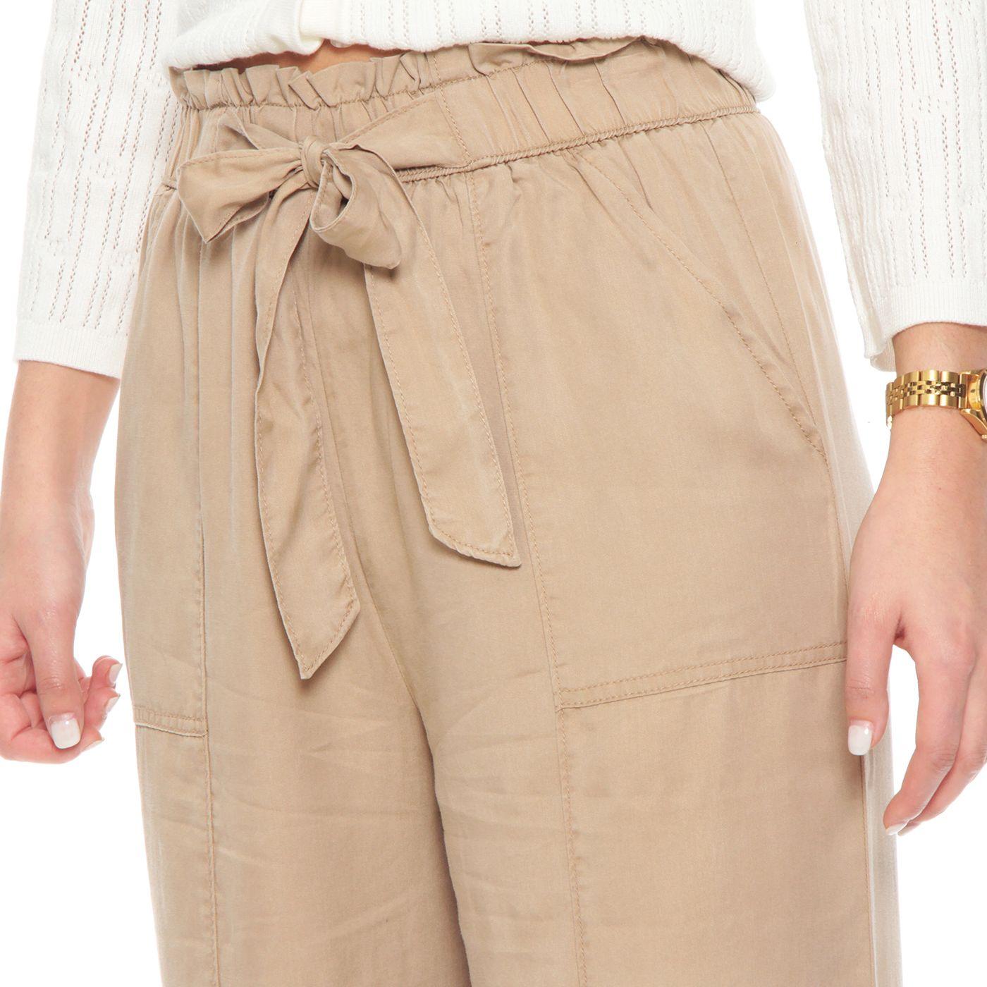 Pantalon Lyocell Wide Leg Tiro Alto Pretina  Elasticada Con Lazo-2