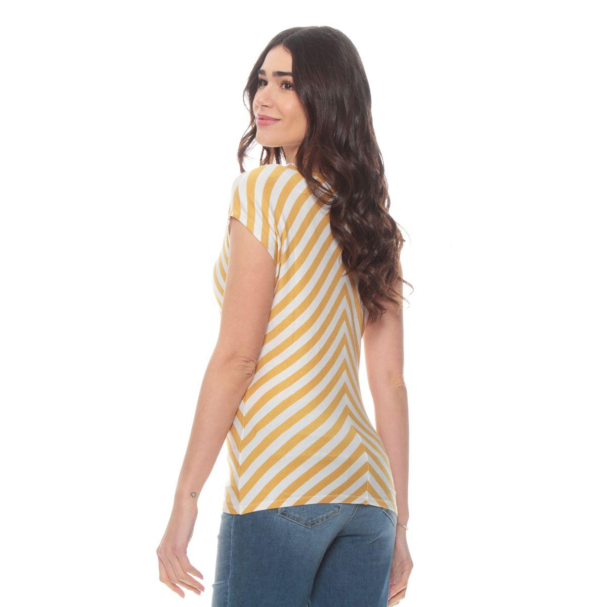 Pack 4 Polera Manga Corta Listada Escote V-8