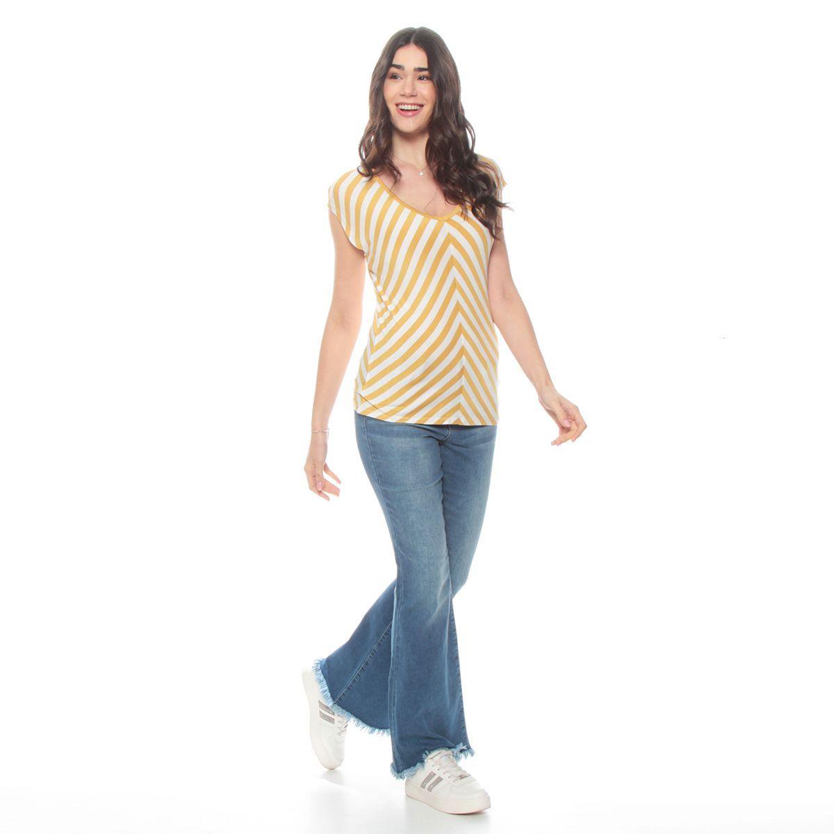 Pack 4 Polera Manga Corta Listada Escote V-7